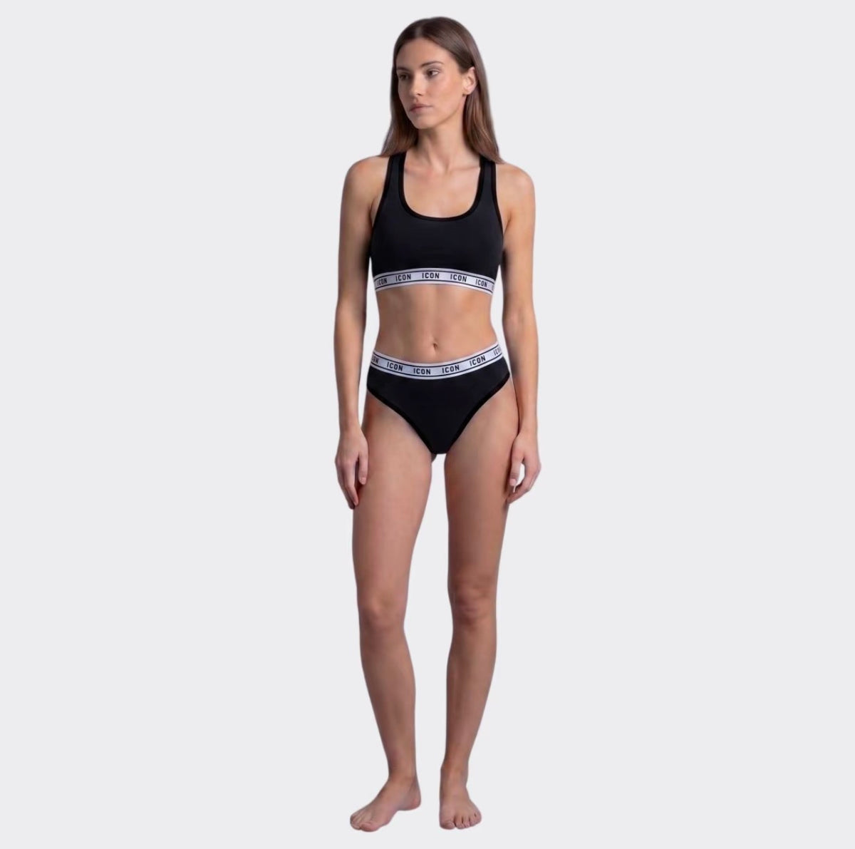 ICON Slip Donna brasiliano in cotone bielastico con elastico esterno