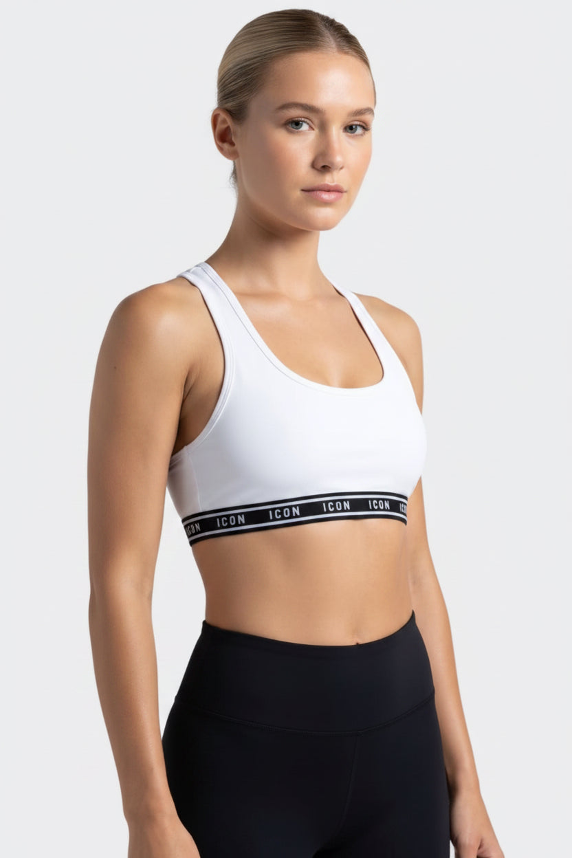 ICON Brassiere in cotone bielastico con elastico esterno logato