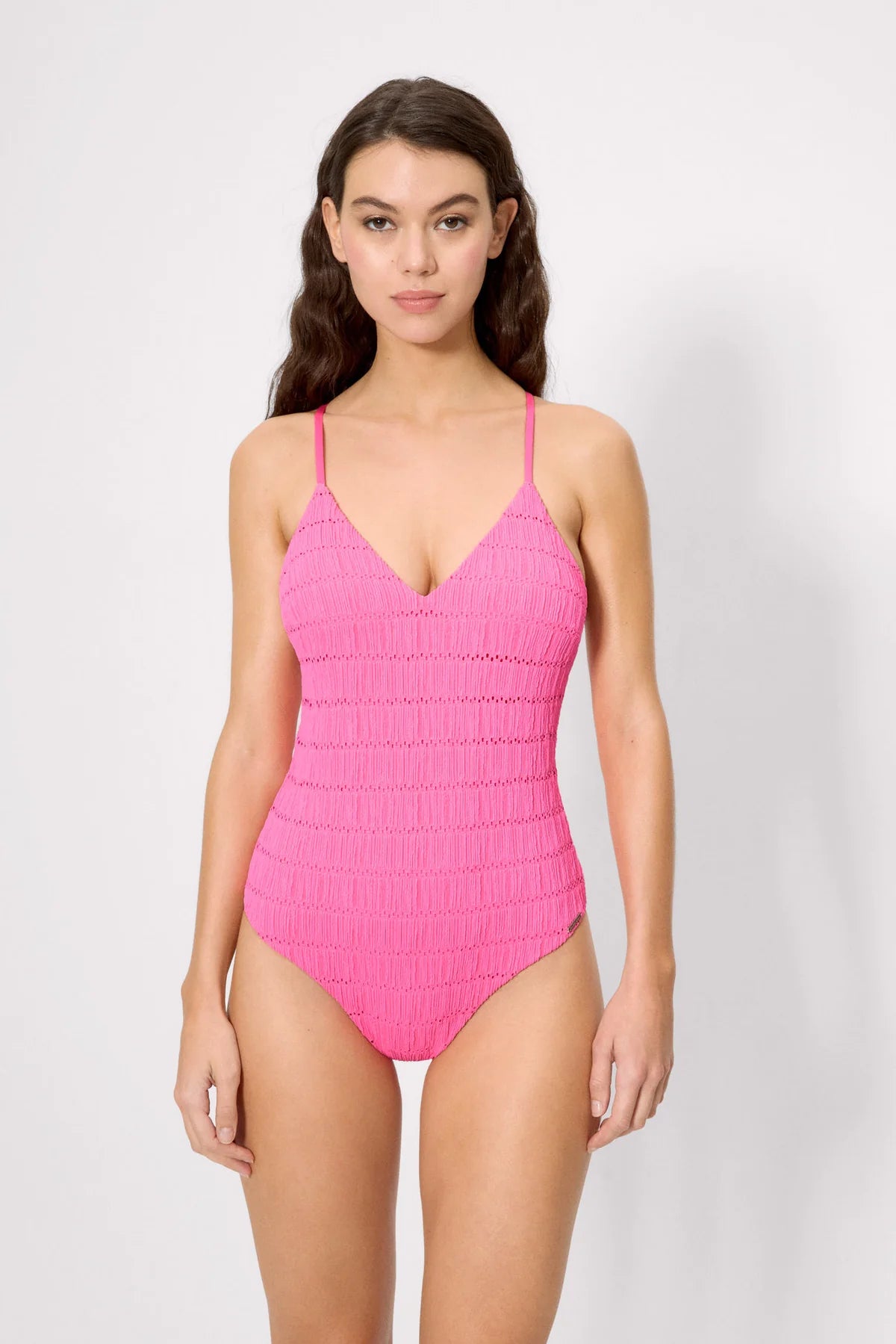 Costume da bagno triangolo testurizzato rosa
