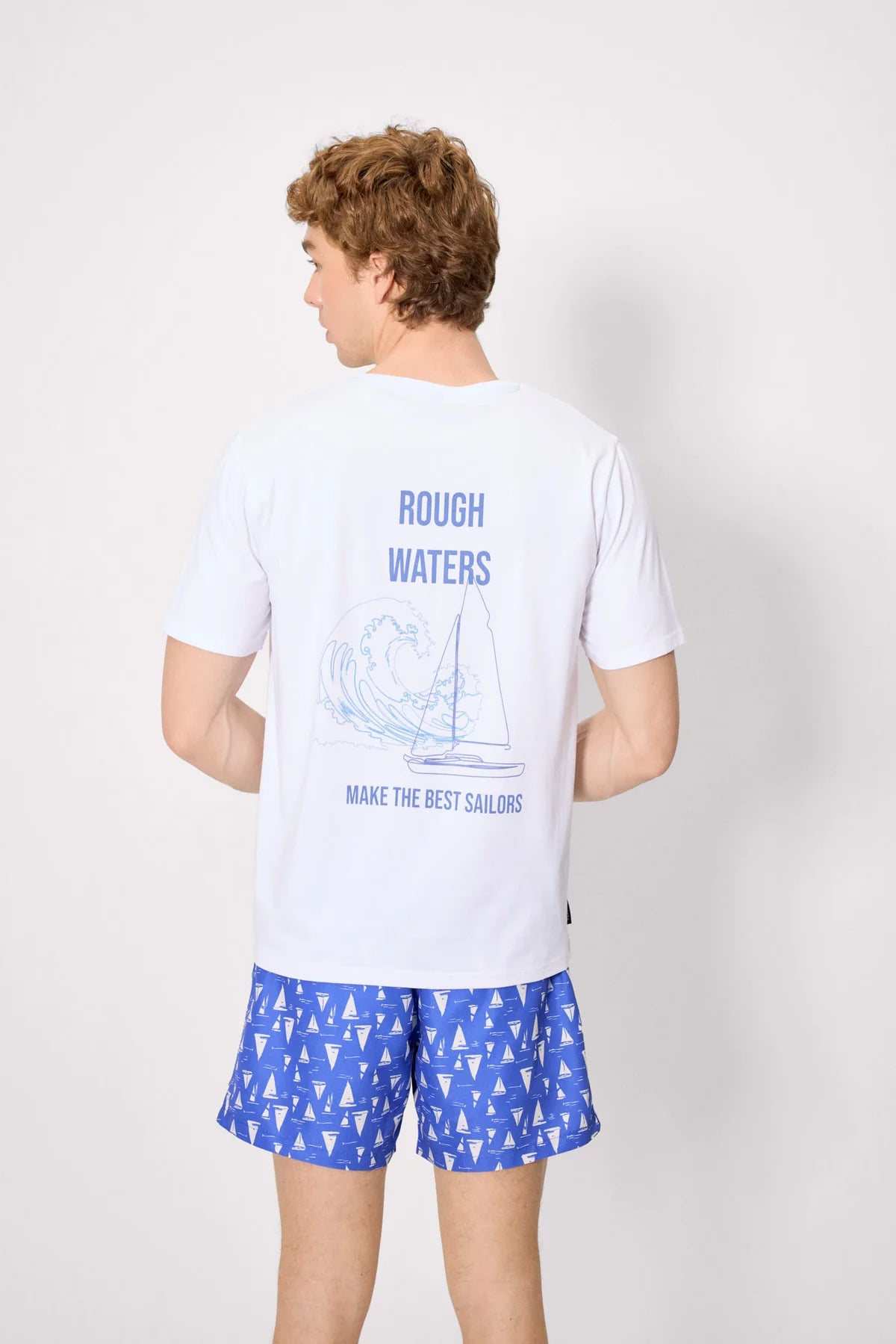 Maglietta basic a maniche corte Rough Waters, bianca