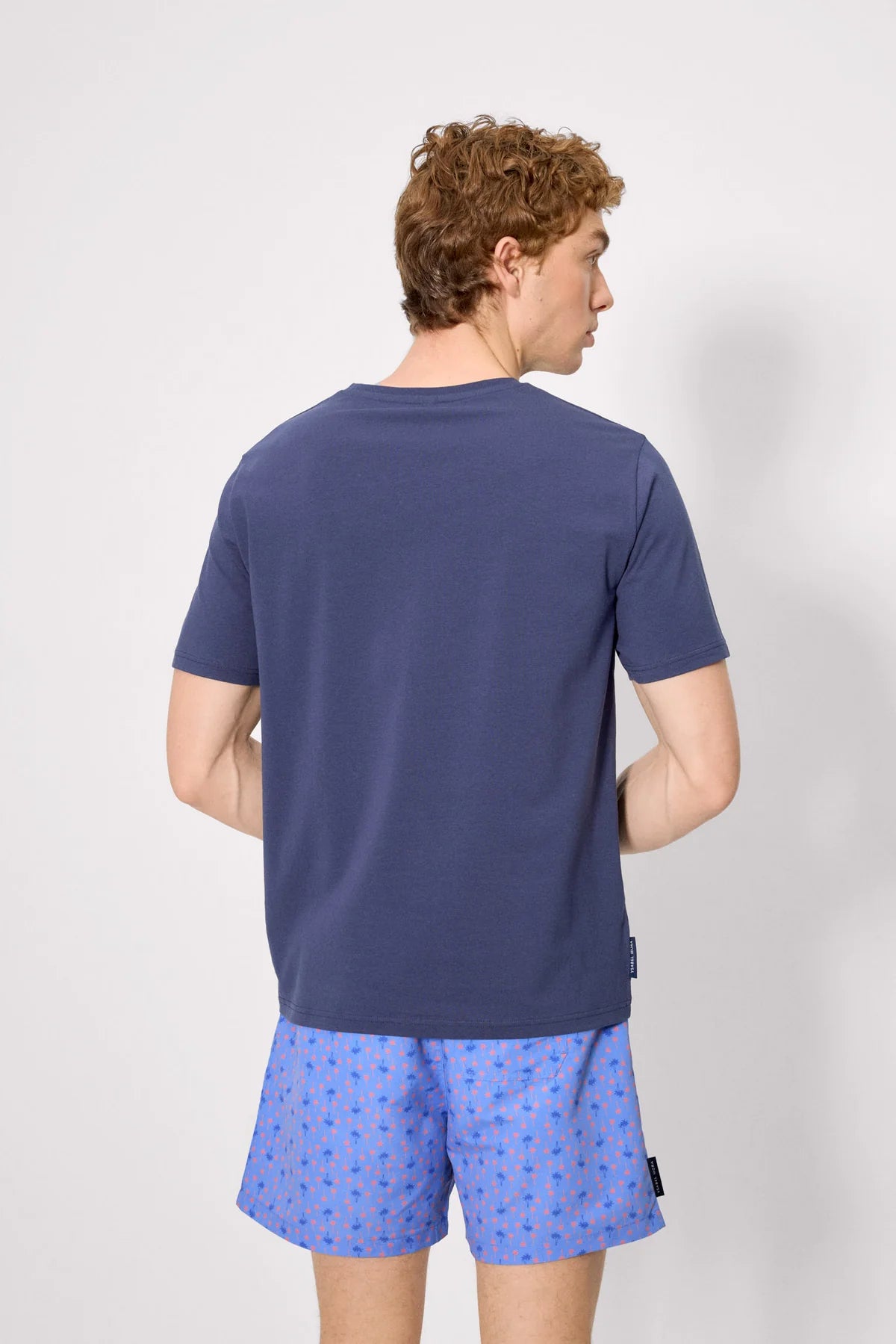 T-shirt a maniche corte con dettaglio di palma ricamato in blu navy