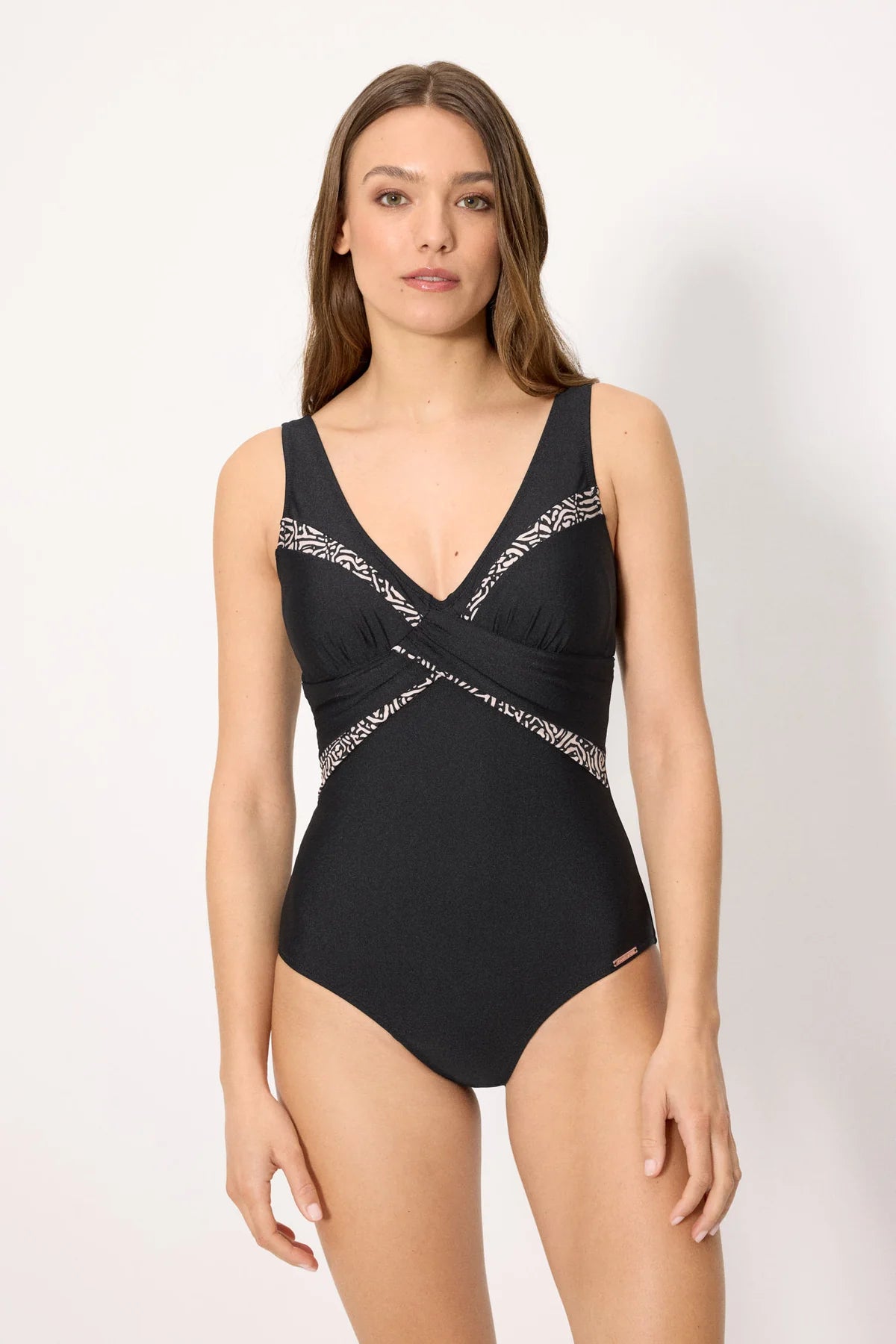 Costume da bagno snellente con stampa glitter nera
