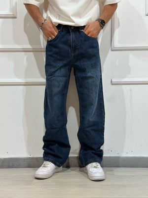 Jeans baggy fit regular blu scuro - vista frontale
